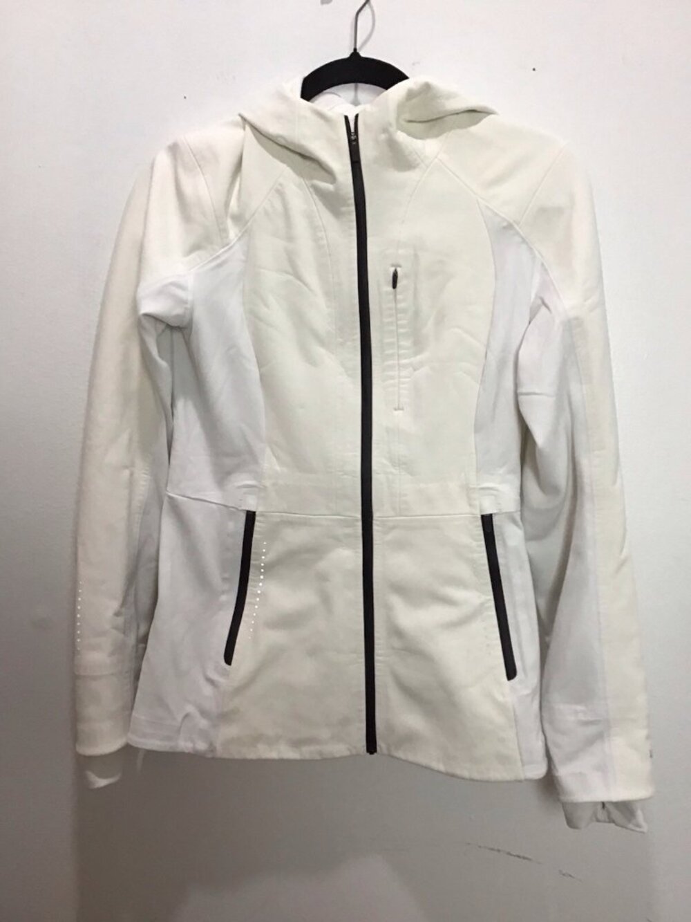 Lululemon Womens Hooded Full Zip Jacket Size 6 White Reflective Running